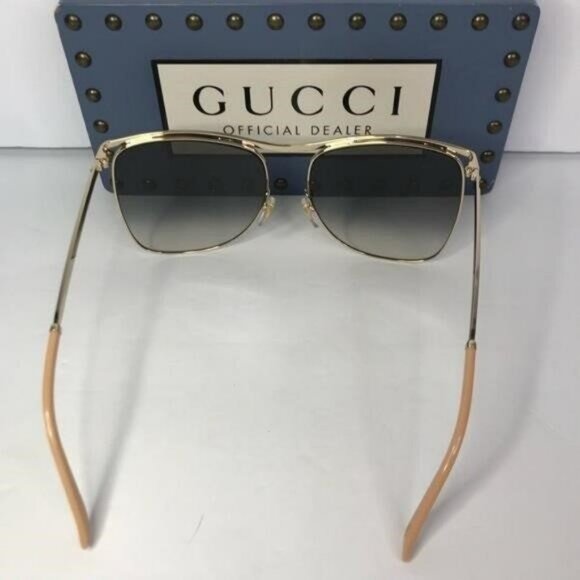 New Authentic Gucci Grey Square Ladies Sunglasses GG0820S 001 63 Made in Italy